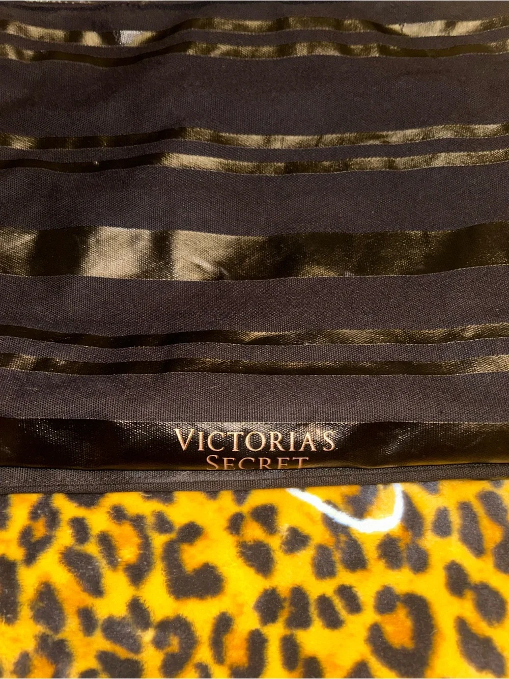 Victoria's Secret Black Striped Tote with Grommet Details